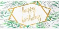 Конверт для денег Happy Birthday золото с листочками