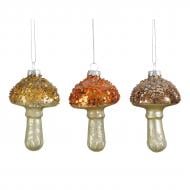 Декорація новорічна Edelman Прикраса "Гриб", скляний, коричневий/шампань/оранжевий, 3 асорті 8×6 см Декорація новорічна Edelman Прикраса "Гриб", скляний, коричневий/шампань/оранжевий, 3 асорті 8×6 см