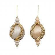 Декорация новогодняя Edelman Шар из переработанного пластика, шампань/серебро, 2 ассорти, пластик 8×8 см