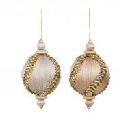 Декорация новогодняя Edelman Шар из переработанного пластика, шампань/серебро, 2 ассорти, пластик 10×10 см