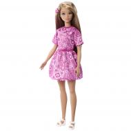Кукла Barbie Модница в розовом платье с узором пейсли JJN62
