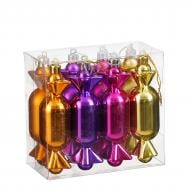 Декорация новогодняя Edelman Украшение «Конфета», золото/фиолет/медь/фуксия, 8 шт, полистирол, 11×3×3 см