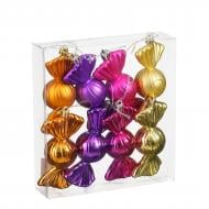 Декорация новогодняя Edelman Украшение «Конфета», золото/фиолет/медь/фуксия, 8 шт, полистирол, 10×5×4 см