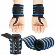 Лямки штангіста 4fizjo (кистьові бинти) Wrist Wraps Black/Blue (P-5907739317445) 4FJ0411 чорний/синій