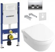 Система інсталяції Geberit Duofix 458.126.00.1 + Delta 21 115.125.21.1 хром + Villeroy & Boch Omnia Architectura 5684H101