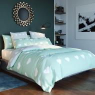 Комплект постельного белья Мятная любовь двуспальный зеленый с белым Balak Home