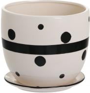 Горщик керамічний Ваш сад TK8366 S/2 круглий 3,1 л кремовий із чорним