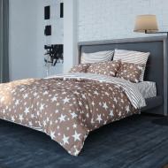 Комплект постельного белья Коричневая звезда евро коричневый с рисунком Balak Home