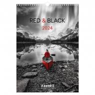 Календар настінний Axent А3 Red & Black 2024