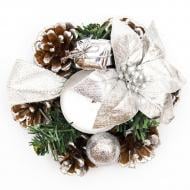 Вінок-свічник з декором срібного кольору, 15 см 930135 930135 Вінок-свічник з декором срібного кольору, 15 см 930135 930135