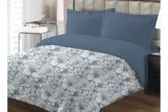 Комплект постільної білизни Бертиловий квіт полуторний синій із сірим ТЕП