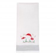 Полотенце вафельное с вышивкой Грибная поляна 50x70 см BILTEX белый с рисунком