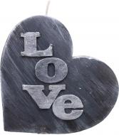 Свічка у формі серця Love, 13,5х4 см, сіра Pako-If