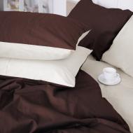 Комплект постельного белья MirSon Satin Premium Lactic 0001+0211 молочный/коричневый