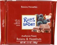 Шоколад Ritter Sport с изюмом и лесными орехами 100г х 12шт.