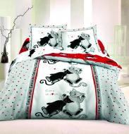 Комплект постельного белья Коты двуспальный с рисунком ТЕП