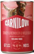 Корм вологий для собак Carnilove Turkey & Reindeer & Wildboar паштет індичка, оленина і дикий кабан 400 г