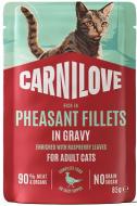 Корм влажный для кошек Carnilove Gravy Pheasant with Raspberry Leaves фазан и листья малины в соусе 85 г