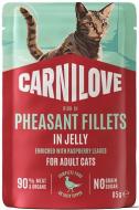 Корм влажный для кошек Carnilove Jelly Pheasant with Raspberry Leaves фазан и листья малины в желе 85 г