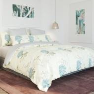 Комплект постельного белья Гербера синяя полуторный цветочный принт ТЕП