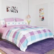 Комплект постельного белья Полоска пуговица двуспальный синий/разноцветный ТЕП