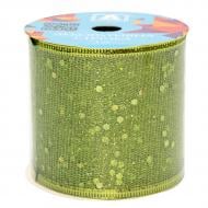 Лента декоративная зеленая органза 082444