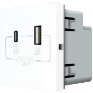 Механизм розетки USB без заземления Livolo C7 IP20 белый VL-FCUA18W.UC18W-2WP