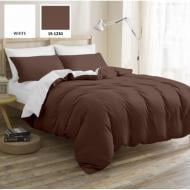 Комплект постельного белья Oliana 18-0000+19-1230 Mikrosatin Premium 175х210 см белый/коричневый MirSon