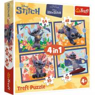 Пазлы Trefl 4 в 1 (35, 48, 54, 70 эл.) Disney Stitch The Movie Отпуск на Гавайях 34666