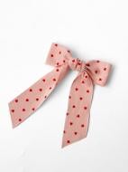 Зажим для волос MISO accessory бант длинные ленты розовый в красные сердечки