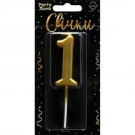 Свеча для торта "1" шампань Party Хата 1 шт.