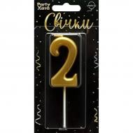 Свеча для торта "2" шампань Party Хата 1 шт.