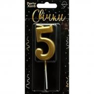 Свеча для торта "5" шампань Party Хата 1 шт.