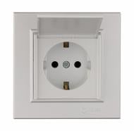 Розетка із заземленням Makel Karea з кришкою IP20 перлина 56100029