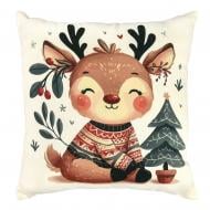 Подушка декоративная Strateg В предвкушении праздника 35x35 см бежевый с рисунком 61160