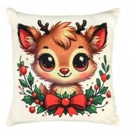 Подушка декоративная Strateg Помощник Санты 35x35 см бежевый с рисунком 61158