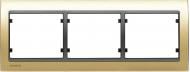 Рамка трехместная Siemens Mega горизонтальная золото/черный коссо G-22003-DG