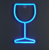Неоновая вывеска Luna LUDS-NEO-55 Бокал теплый белый/синий/розовый