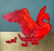 Картина "Red swan" Степанова Аліна 35x35 см AB Gallery Kyiv