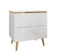 Тумба прикроватная FRISCO Моника 2ш 500x530x370 мм золотой/белый глянец