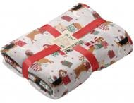 Плед флісовий Christmas Dogs 200x220 см бежевий із червоним La Nuit Плед флісовий Christmas Dogs 200x220 см бежевий із червоним La Nuit