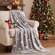 Плед флисовый Funny Snowmen 160x200 см светло-серый с белым La Nuit