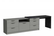 Тумба под ТВ Luxe Studio с ящиками Rosso 3000x804x600 мм серая шиншилла/бетон темно-серый/шиншилла (МЛ000150464)