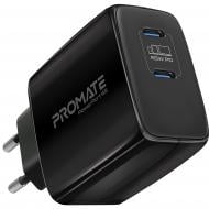Сетевое зарядное устройство Promate PowerPort-65 Вт, 2хUSB-C Power Delivery black
