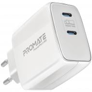 Сетевое зарядное устройство Promate PowerPort-65 Вт, 2хUSB-C Power Delivery white
