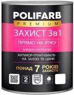 Эмаль антикоррозионная Polifarb Защита 3в1 RAL 7024 графит RAL 7024 глянец 2,5 кг