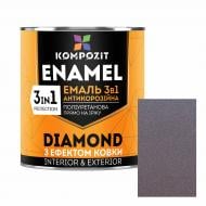 Емаль Kompozit антикорозійна 3 в 1 DIAMOND коричневий металевий 0,65 л