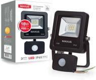 Прожектор з датчиком руху Maxus 1-Max-01-LFL-1050s LED 10 Вт IP65 чорний