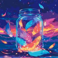 Картина по номерам Магические перья LED подсветка 40 х 40 см Santi