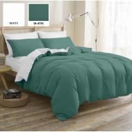 Комплект постельного белья Selores 18-0000+18-4735 Mikrosatin Premium 143х210 см белый/зеленый MirSon